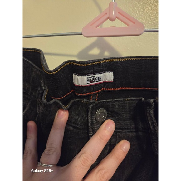 Tommy Hilfiger Denim Skinny Jeans Womens 18 Black Good Pinstripe High Rise Logo - Picture 4 of 4